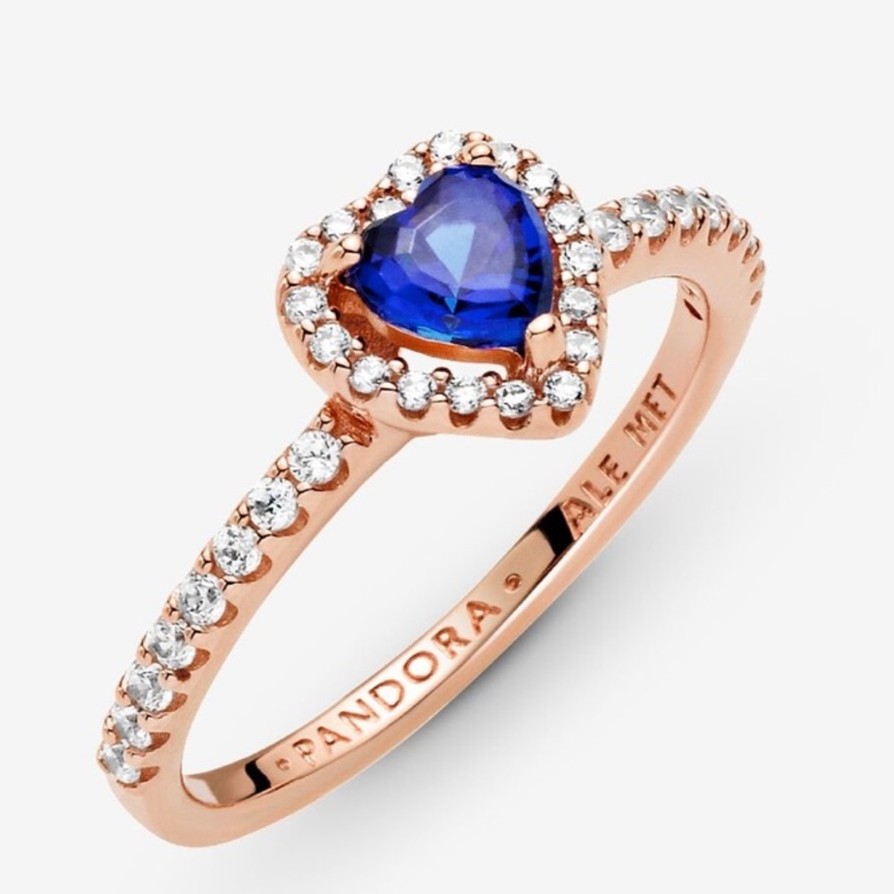 Sapphire Blue and Rose Gold Elevated Heart Ring
New